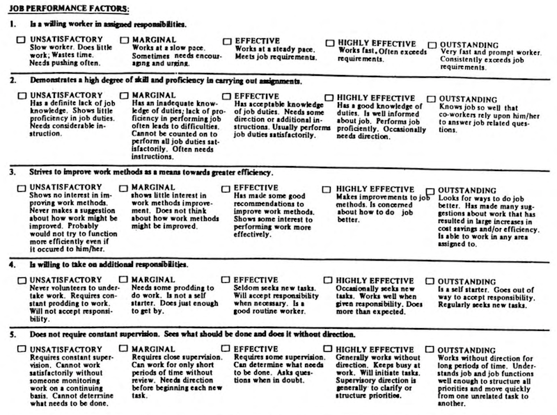 ugly performance appraisal form